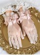 Pure Color Ribbon Bowknot Pearl Decoration Elegant Transparent Classic Lolita Gloves