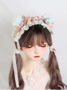 Cute Lace Plush Bear Ears Ribbon Bowknot Sweet Lolita Headband