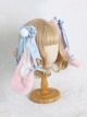 Pink-White Plush Rabbit Ears Detachable Blue Bowknot Cute Lop Eared Rabbit Sweet Lolita Hair Clip