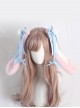 Pink-White Plush Rabbit Ears Detachable Blue Bowknot Cute Lop Eared Rabbit Sweet Lolita Hair Clip