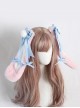 Pink-White Plush Rabbit Ears Detachable Blue Bowknot Cute Lop Eared Rabbit Sweet Lolita Hair Clip