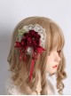 Satin Ribbon Bowknot Embroidery Lace Flower Elegant Brooch Hair Clip Two-Purpose Classic Lolita Hair Clip