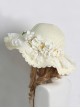 Pastoral Style Grass Woven Wide Brim Spring Outing Photo Sunscreen Flower Decoration Lace Sweet Lolita Hat