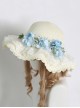 Pastoral Style Grass Woven Wide Brim Spring Outing Photo Sunscreen Flower Decoration Lace Sweet Lolita Hat