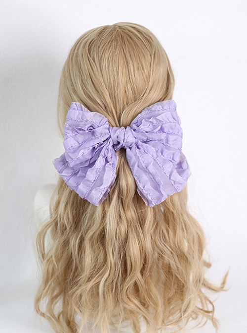 Pure Color Cake Layers Cute Girly Chiffon Big Bowknot Spring Clip Sweet Lolita Hair Clip