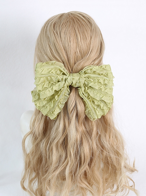 Pure Color Cake Layers Cute Girly Chiffon Big Bowknot Spring Clip Sweet Lolita Hair Clip