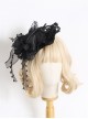 Black Retro Elegant Butterfly Heart Ribbon Bowknot Lace Tea Party Classic Lolita Top Hat