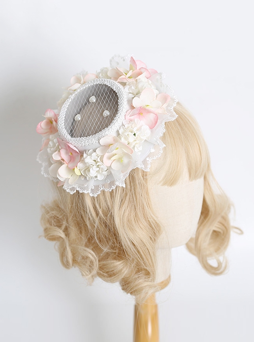 Retro Elegant Tea Party Gorgeous Flower Decoration Lace Hollow Classic Lolita Small Top Hat