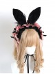 Black Pink Sweet-Cool Style Bowknot Decoration Detachable Black Rabbit Ears Classic Lolita Headband