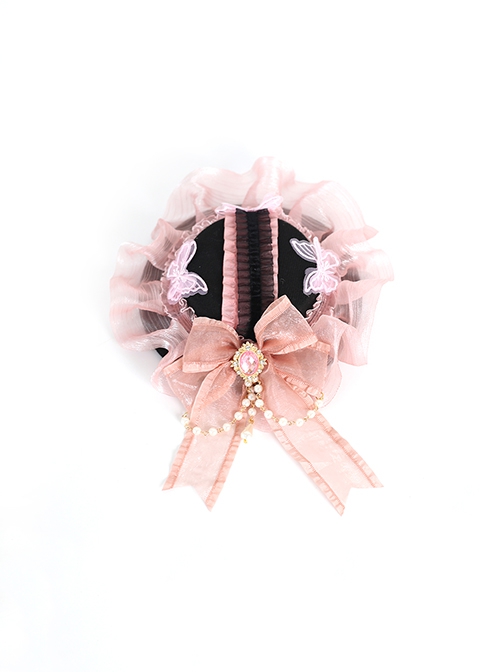 Sweet Pink Lace Butterfly Cute Daily Bowknot Decorate Sweet Lolita Little Top Hat