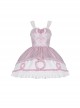 Throbbing Series Rose Print Cute Girly Pink Bud Summer Sweet Lolita Sleeveless Dress