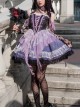 Gothic Style Black Purple Irregular Printed Lace Hem Butterfly Embroidered Gothic Lolita Sleeveless Dress