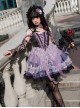 Gothic Style Black Purple Irregular Printed Lace Hem Butterfly Embroidered Gothic Lolita Sleeveless Dress