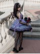 Gothic Style Black Purple Irregular Printed Lace Hem Butterfly Embroidered Gothic Lolita Sleeveless Dress