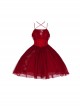 Gothic Style Sexy Wine Red Rose Embroidered Gothic Lolita Sleeveless Dress Set