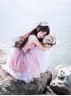 Rose Waltzes Series Pink Elegant Stereoscopic Rose Decoration Pink Gradient Hem Design Classic Lolita Sleeveless Dress