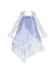 Blue Elegant Gradient Irregular Hem Loose Summer Long Sleeve Shawl Classic Lolita Sleeveless Dress Set