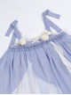 Blue Elegant Gradient Irregular Hem Loose Summer Long Sleeve Shawl Classic Lolita Sleeveless Dress Set