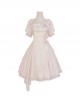 Chinese Style Pink Elegant Square Neck Embroidered Slim Fit Han Element Irregular Hem Classic Lolita Short Sleeve Dress