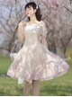 Chinese Style Pink Elegant Square Neck Embroidered Slim Fit Han Element Irregular Hem Classic Lolita Short Sleeve Dress