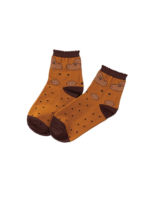 Puppy Cookie Print Polka Dot Cute Short Knitting Socks Sweet Lolita Socks