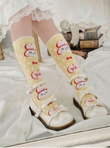 Yellow Polka Dot Cute Rabbit Print Mid-Tube Knitted Socks Sweet Lolita Socks