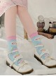 Cute Blue Pink Printed Knit Short Tube Socks Sweet Lolita Socks