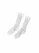 Starry Night Magic Series White Thin Moon Stars Print Summer Middle Tube Socks Classic Lolita Socks