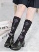 Skull Love Print Black Simple Daily Middle Tube Knit Socks Gothic Lolita Socks