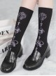 Skull Love Print Black Simple Daily Middle Tube Knit Socks Gothic Lolita Socks