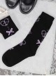 Skull Love Print Black Simple Daily Middle Tube Knit Socks Gothic Lolita Socks