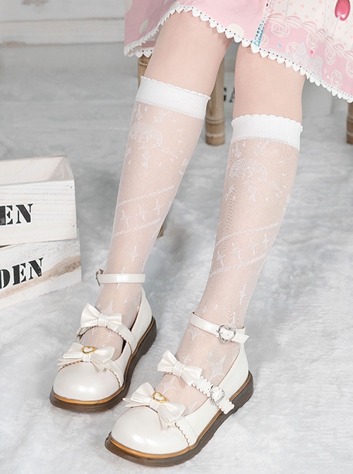 Summer Thin Sunset Star Print Simple Short Tube Socks Classic Lolita Socks