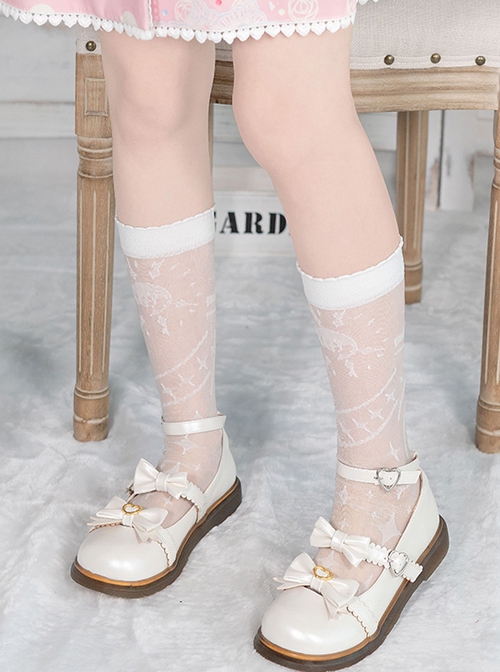 Summer Thin Sunset Star Print Simple Short Tube Socks Classic Lolita Socks