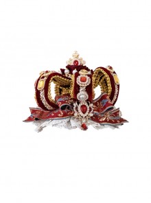 Wanhua Mirror Series Red Gorgeous Retro Gemstone Crown Classic Lolita Headwear