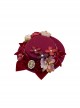 Wanhua Mirror Series Red Velvet Bowknot Flowers Decorated Retro Classic Lolita Little Top Hat
