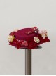 Wanhua Mirror Series Red Velvet Bowknot Flowers Decorated Retro Classic Lolita Little Top Hat