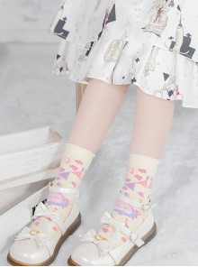 Bunny Carnival Festival Series Bunny Festive Print Short Tube Knit Socks Sweet Lolita Socks