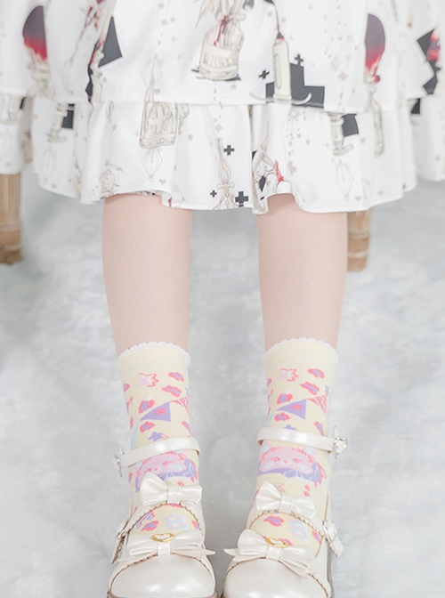 Bunny Carnival Festival Series Bunny Festive Print Short Tube Knit Socks Sweet Lolita Socks