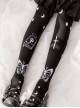 Death Prayer Series Black Butterfly Cross Print Knit Halloween Long Socks Classic Lolita Socks