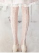 White Simple Ribbon Print Summer Thin Long Socks Classic Lolita Socks