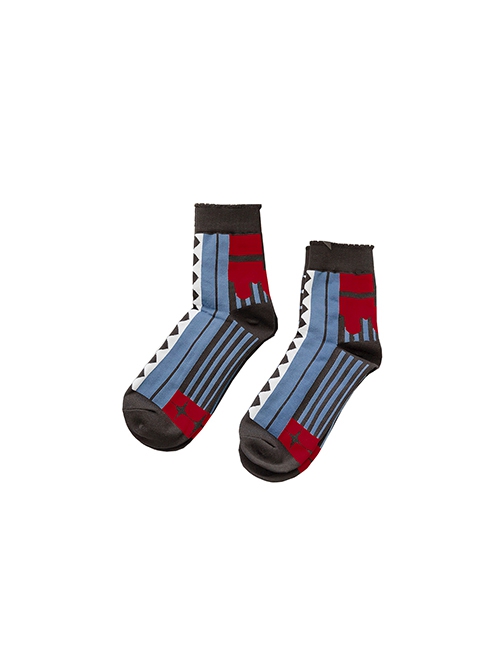 Killer A Series Black Rhombus Stripe Knit Socks Classic Lolita Socks