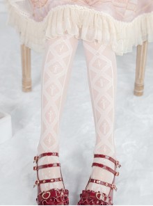 White Cross Print Summer Thin Long Socks Classic Lolita Socks