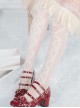 White Cross Print Summer Thin Long Socks Classic Lolita Socks