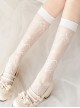 White Mushroom Print Thin Mid-Tube Socks Classic Lolita Socks