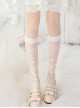 White Mushroom Print Thin Mid-Tube Socks Classic Lolita Socks