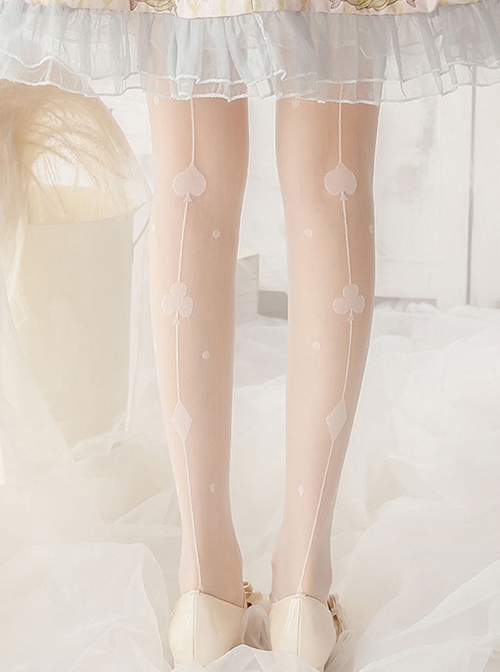 Pure Color Thin Long Socks Diamond Print Simple Classic Lolita Socks