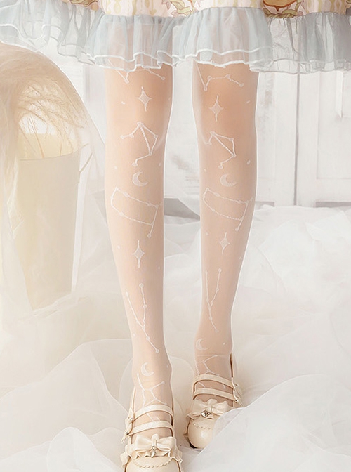 Star River Dream Series Constellation Print Pure Color Simple All-Match Classic Lolita Socks