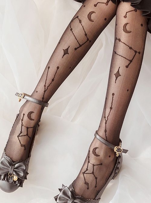 Star River Dream Series Constellation Print Pure Color Simple All-Match Classic Lolita Socks