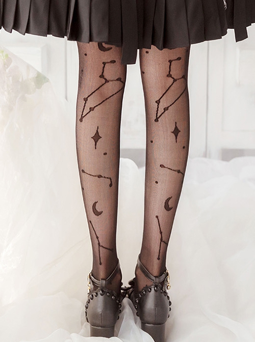 Star River Dream Series Constellation Print Pure Color Simple All-Match Classic Lolita Socks