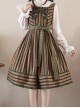 School Style Retro Stripe Contrast Color Simple Daily Commuting School Lolita Sleeveless Dress